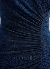 Trumpet/Mermaid V-Neck Floor-Length Jersey Prom Dresses With Pleated