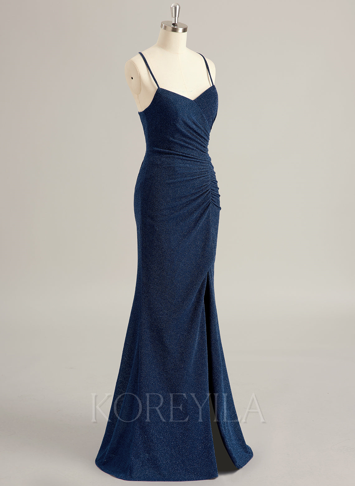 Trumpet/Mermaid V-Neck Floor-Length Jersey Prom Dresses With Pleated