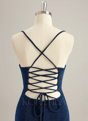 Trumpet/Mermaid V-Neck Floor-Length Jersey Prom Dresses With Pleated