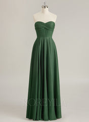 A-line Sweetheart Floor-Length Jersey Prom Dresses With Pleated
