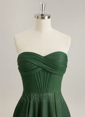 A-line Sweetheart Floor-Length Jersey Prom Dresses With Pleated