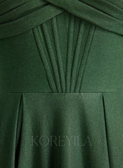 A-line Sweetheart Floor-Length Jersey Prom Dresses With Pleated