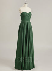A-line Sweetheart Floor-Length Jersey Prom Dresses With Pleated