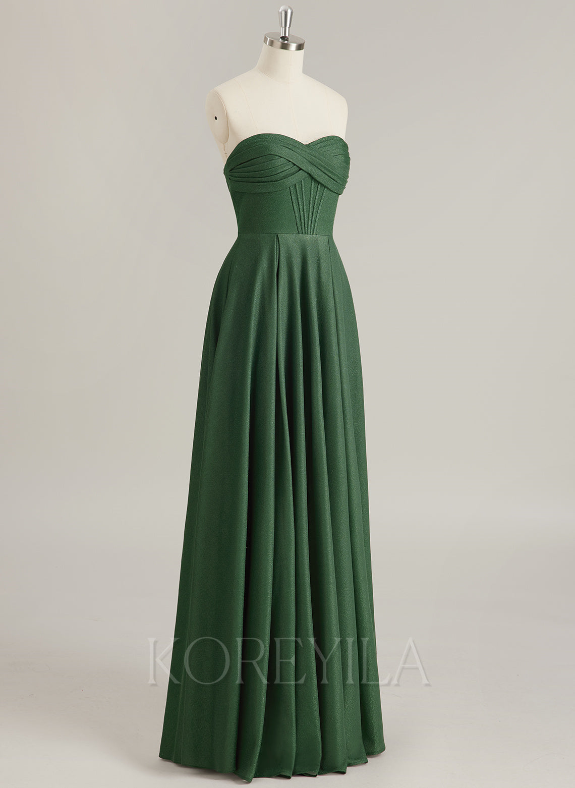 A-line Sweetheart Floor-Length Jersey Prom Dresses With Pleated