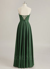 A-line Sweetheart Floor-Length Jersey Prom Dresses With Pleated