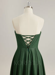 A-line Sweetheart Floor-Length Jersey Prom Dresses With Pleated