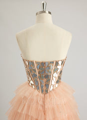 Ball-Gown/Princess Sweetheart Short/Mini Tulle Prom Dresses With Rhinestone Sequins Beading