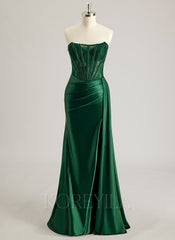 Trumpet/Mermaid Scoop Floor-Length Lace Jersey Prom Dresses With Beading