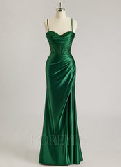 Sheath/Column Sweetheart Floor-Length Jersey Prom Dresses With Rhinestone