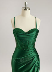 Sheath/Column Sweetheart Floor-Length Jersey Prom Dresses With Rhinestone