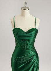 Sheath/Column Sweetheart Floor-Length Jersey Prom Dresses With Rhinestone