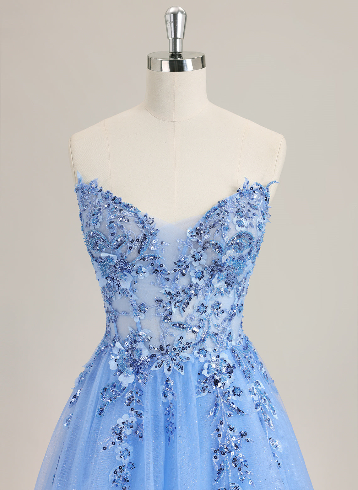 Ball-Gown/Princess Sleeveless Sweep Train Tulle Prom Dress With Sequins