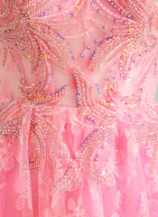 Ball-Gown/Princess Sweetheart Short/Mini Tulle Prom Dresses With Beading Sequins