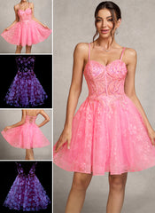 Ball-Gown/Princess Sweetheart Short/Mini Tulle Prom Dresses With Beading Sequins
