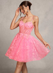 Ball-Gown/Princess Sweetheart Short/Mini Tulle Prom Dresses With Beading Sequins