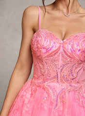 Ball-Gown/Princess Sweetheart Short/Mini Tulle Prom Dresses With Beading Sequins