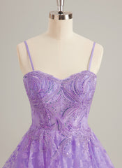 Ball-Gown/Princess Sweetheart Short/Mini Tulle Prom Dresses With Beading Sequins