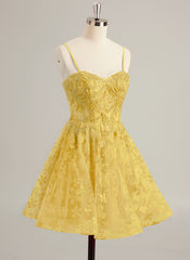Ball-Gown/Princess Sweetheart Short/Mini Tulle Prom Dresses With Beading Sequins