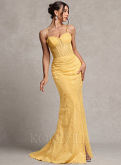 Trumpet/Mermaid Sweetheart Sweep Train Lace Prom Dresses
