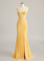 Trumpet/Mermaid Sweetheart Sweep Train Lace Prom Dresses
