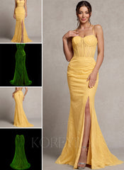Trumpet/Mermaid Sweetheart Sweep Train Lace Prom Dresses