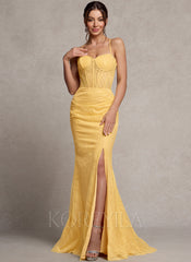Trumpet/Mermaid Sweetheart Sweep Train Lace Prom Dresses