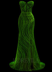 Trumpet/Mermaid Sweetheart Sweep Train Lace Prom Dresses