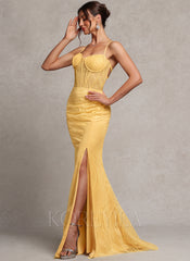 Trumpet/Mermaid Sweetheart Sweep Train Lace Prom Dresses