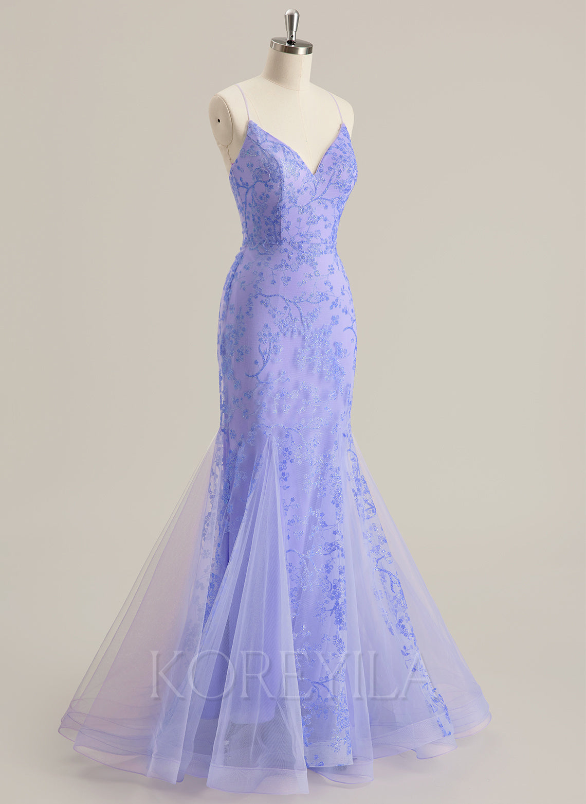 Trumpet/Mermaid V-Neck Floor-Length Lace Prom Dresses