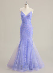Trumpet/Mermaid V-Neck Floor-Length Lace Prom Dresses