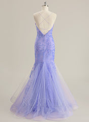 Trumpet/Mermaid V-Neck Floor-Length Lace Prom Dresses