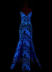 Trumpet/Mermaid V-Neck Floor-Length Lace Prom Dresses