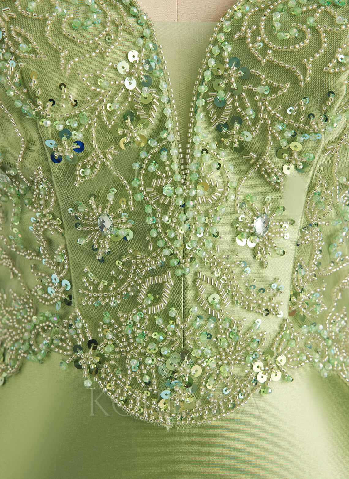 Trumpet/Mermaid V-Neck Sweep Train Silky Satin Prom Dresses With Rhinestone Beading Sequins
