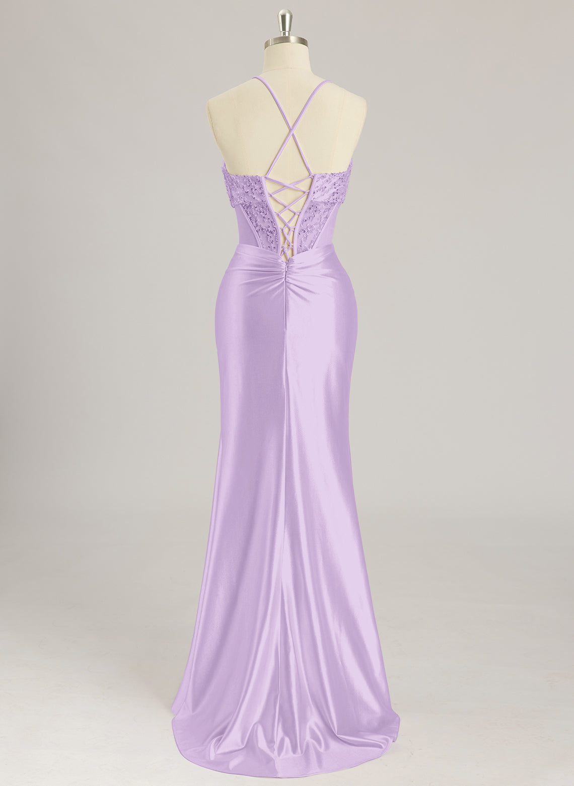 Trumpet/Mermaid Sweetheart Sweep Train Silky Satin Prom Dresses With Sequins Beading