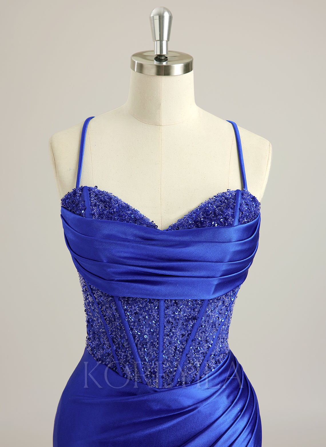 Trumpet/Mermaid Sweetheart Sweep Train Silky Satin Prom Dresses With Beading Sequins Pleated