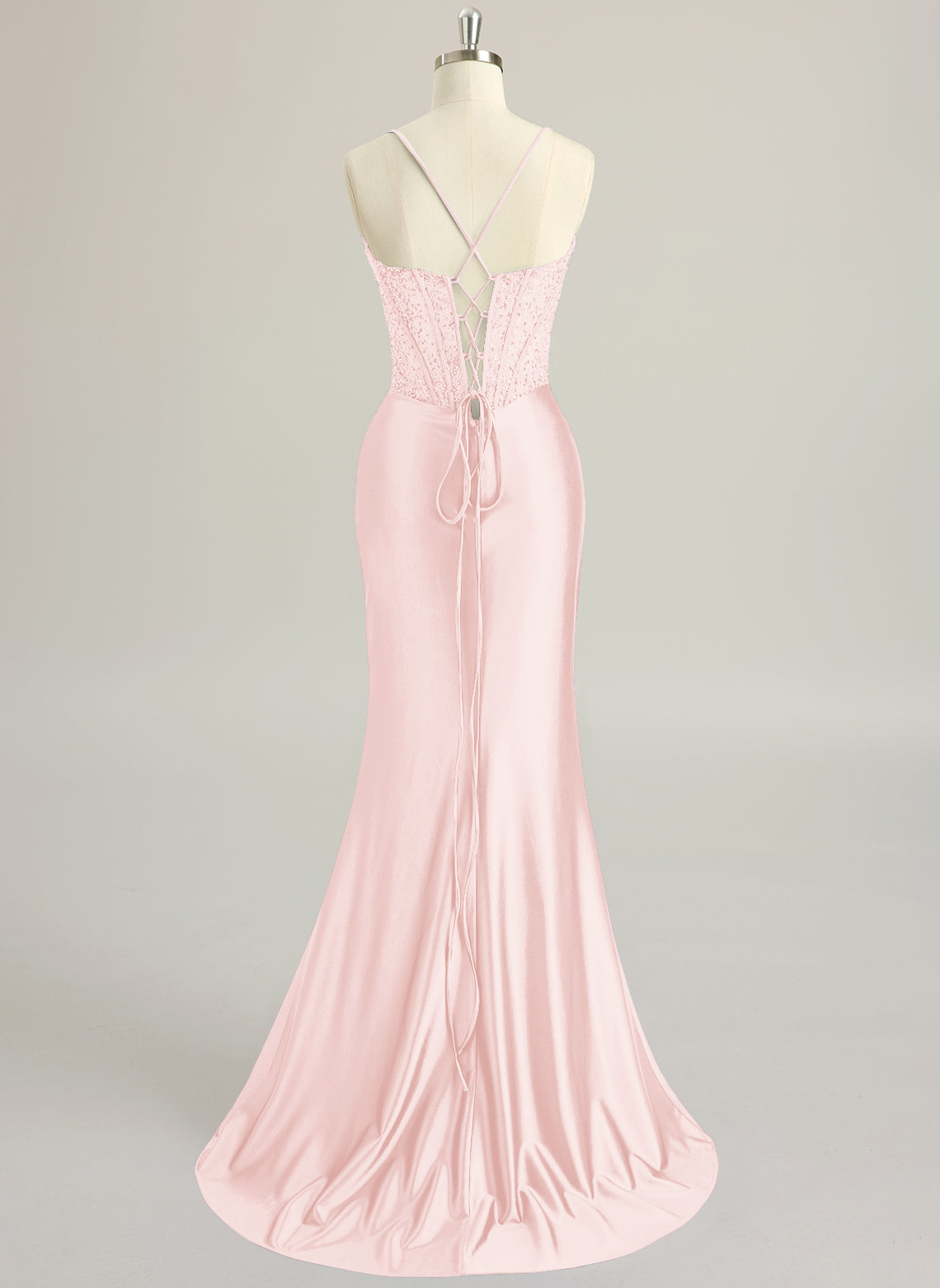Trumpet/Mermaid Sweetheart Sweep Train Silky Satin Prom Dresses With Beading Sequins Pleated
