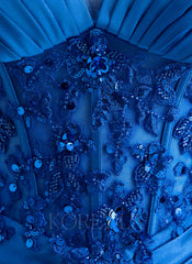 Trumpet/Mermaid V-Neck Sweep Train Lace Jersey Maxi Dresses With Sequins Pleated