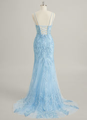 Trumpet/Mermaid V-Neck Sweep Train Lace Maxi Dresses With Sequins