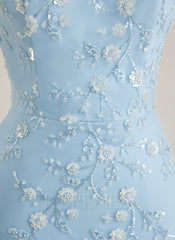 Trumpet/Mermaid Scoop Sweep Train Tulle Lace Maxi Dresses With Sequins