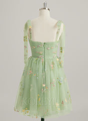 A-line Sweetheart Mini Lace Mini Dress With Bow Pleated