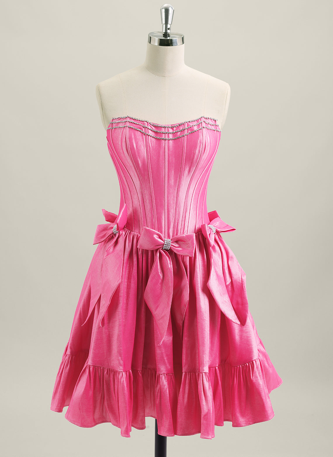 Ball-Gown/Princess Sleeveless Short Taffeta Homecoming Dress With Bow