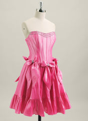 Ball-Gown/Princess Sleeveless Short Taffeta Homecoming Dress With Bow