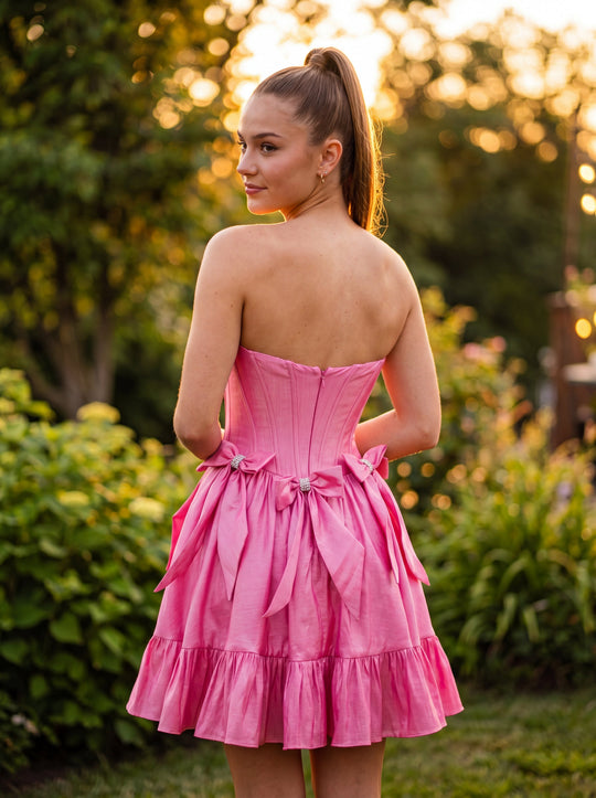Ball-Gown/Princess Sleeveless Short Taffeta Homecoming Dress With Bow