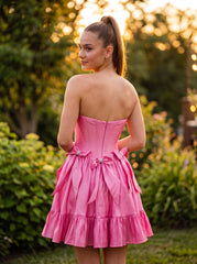 Ball-Gown/Princess Sleeveless Short Taffeta Homecoming Dress With Bow