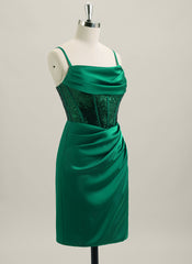 Sheath/Column Sleeveless Short Matte Satin Homecoming Dress With Ruffle