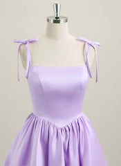 Ball-Gown/Princess Sleeveless Short Satin Homecoming Dress With Bow
