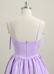 Ball-Gown/Princess Sleeveless Short Satin Homecoming Dress With Bow