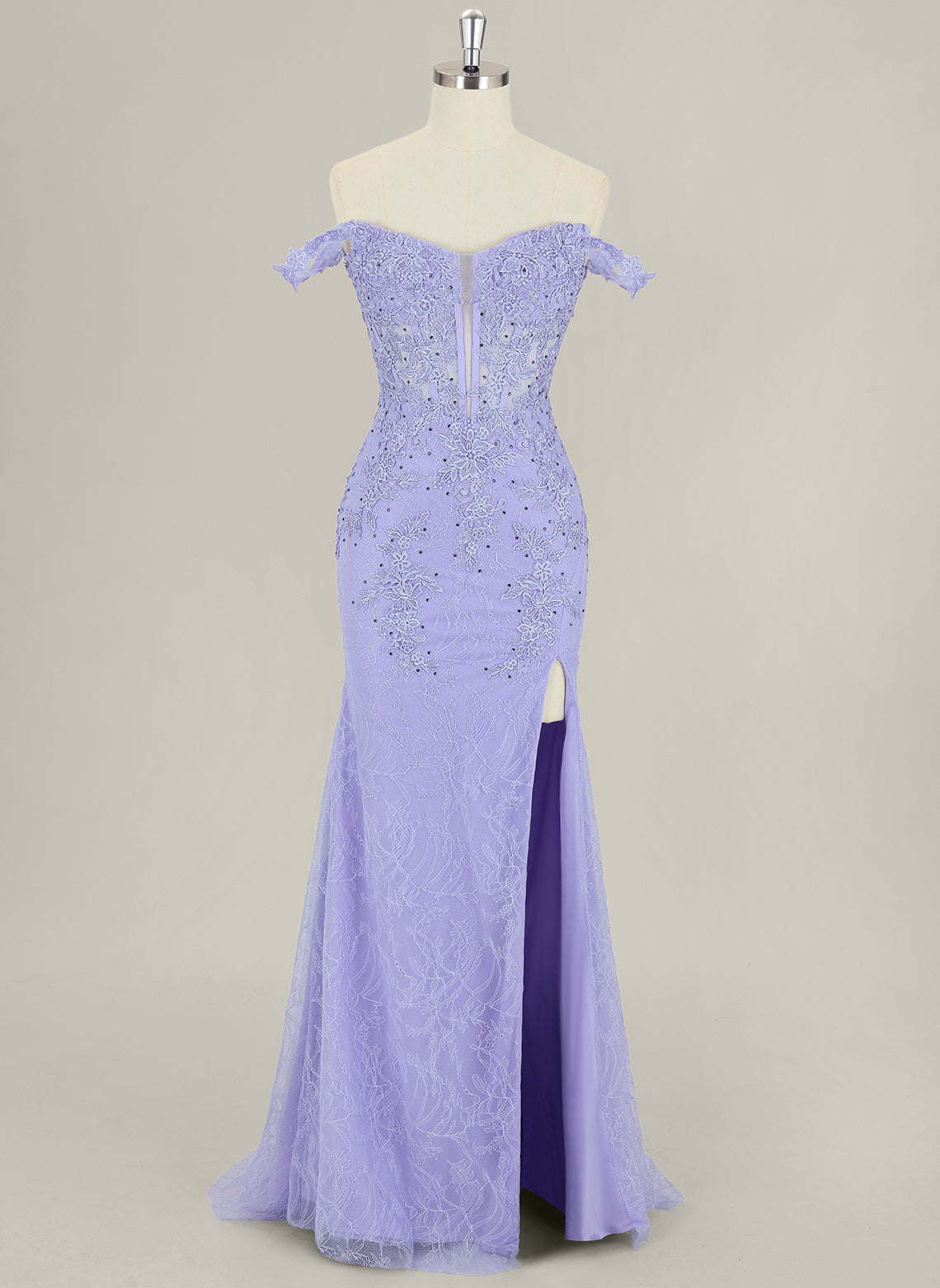 Trumpet/Mermaid Sweep Train Lace Maxi Dress With Rhinestone