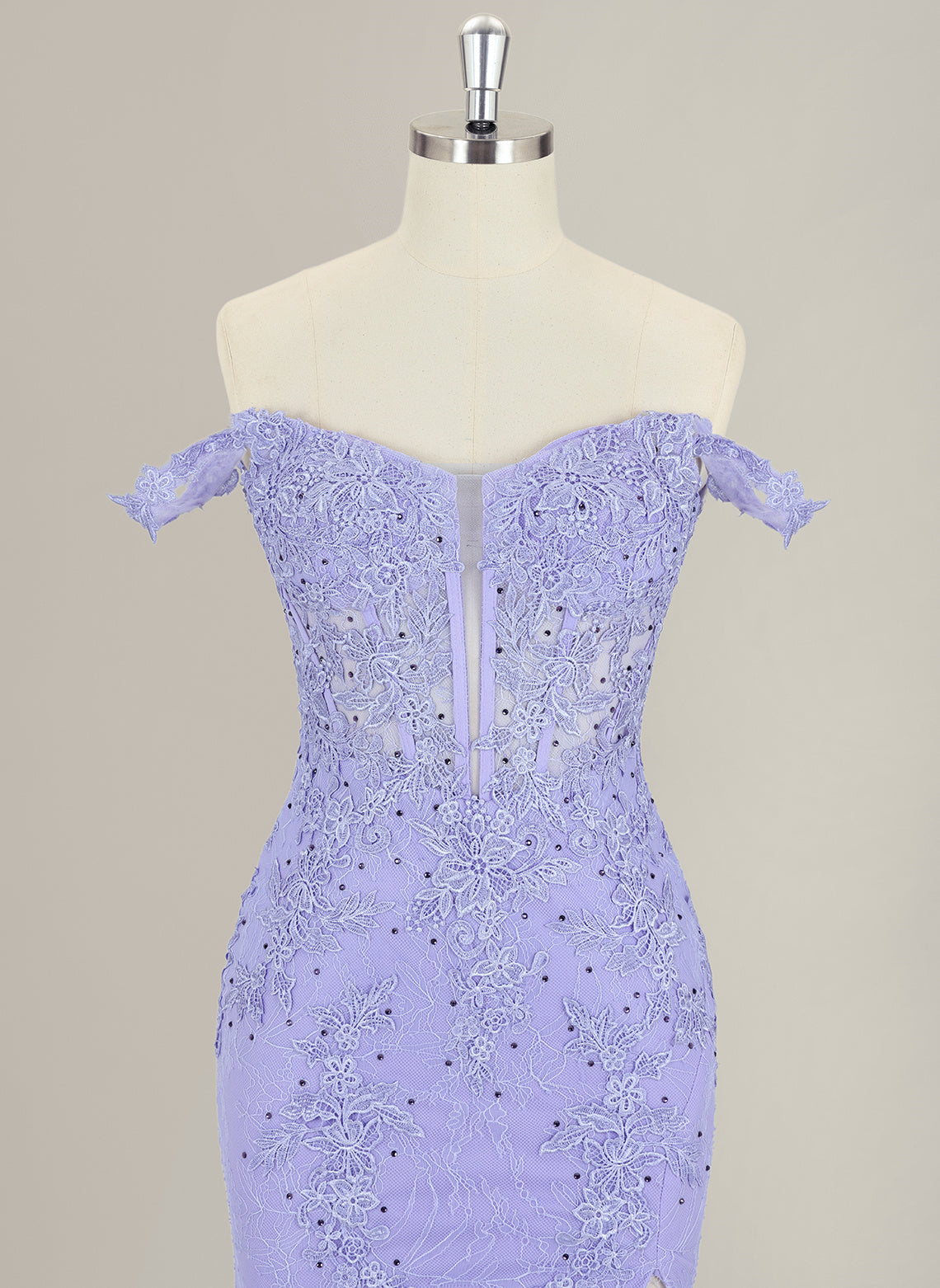 Trumpet/Mermaid Sweep Train Lace Maxi Dress With Rhinestone