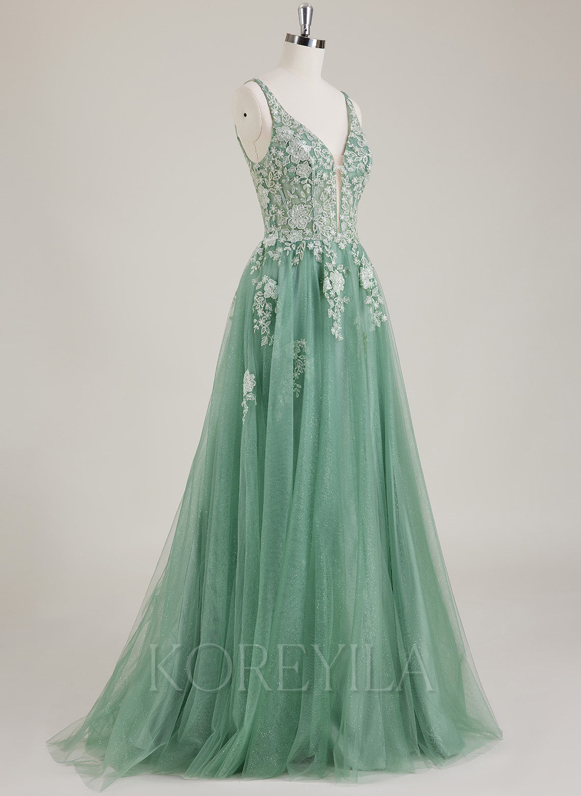 Sleeveless V-Neck Sequins Tulle Ball-Gown/Princess Maxi Dress